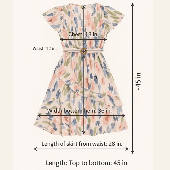 Sofia Jeans Sofia Vergara Ruffle Faux Wrap Midi Dress Size M Pastel Multicolor - Picture 8 of 13